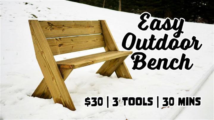 $30 DIY Outdoor Bench with Back only 3 Tools and 30mins