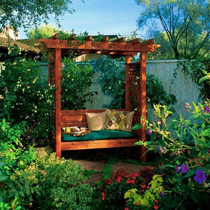Adorable DIY Garden Arbor Bench