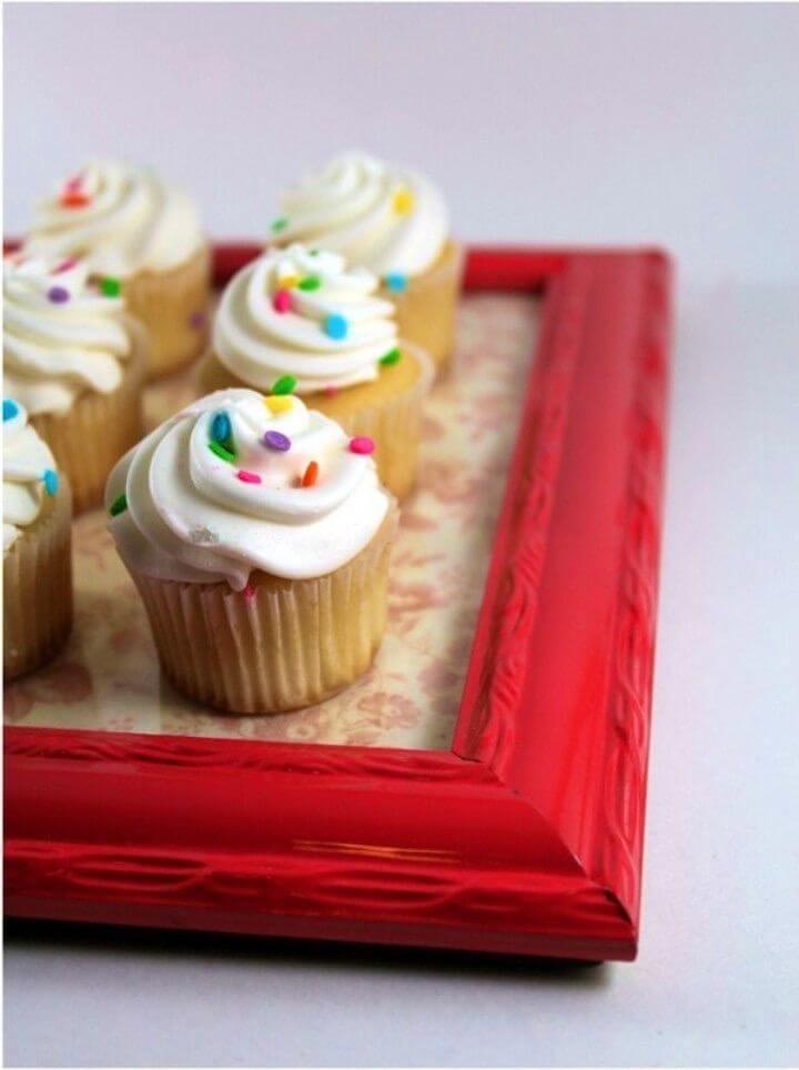 Making Old Picture Frame Dessert Table Trays