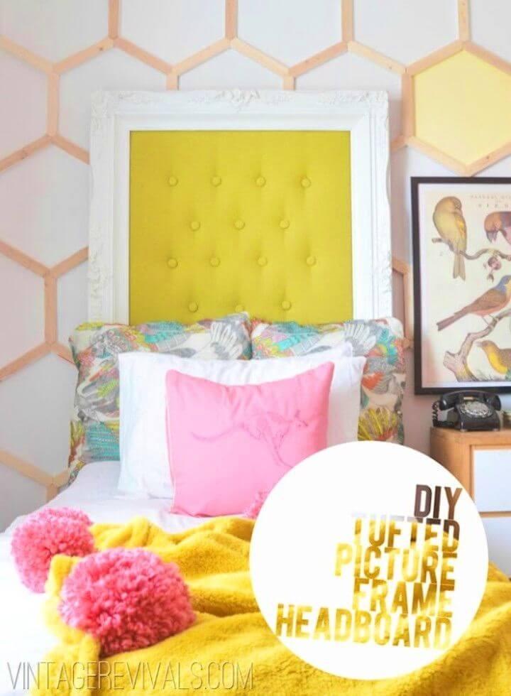 Homemade Tufted Picture Frame Headboard