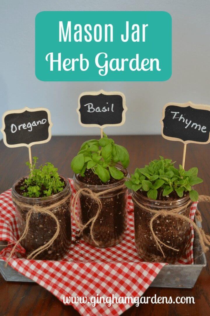 Easy to Make Mason Jar Herb Garden