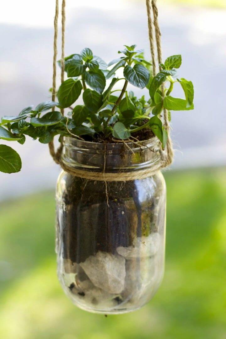 How to DIY Mason Jar Hanging Herb Planter