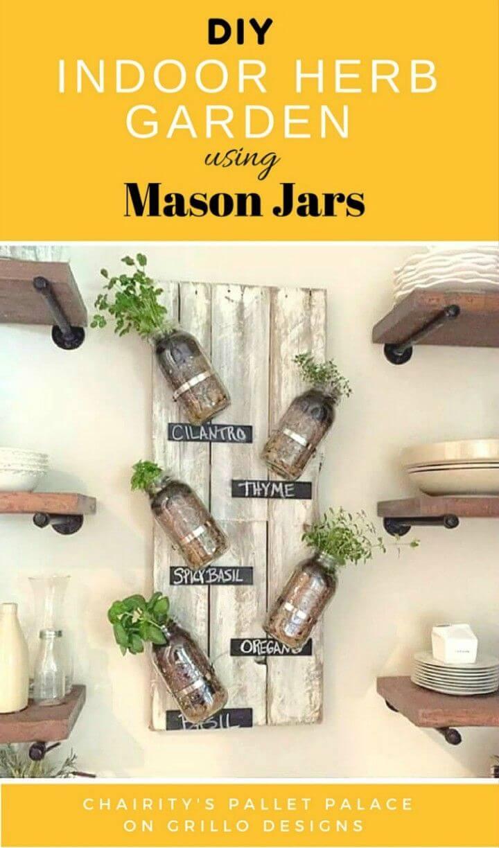 DIY Indoor Mason Jar Herb Garden