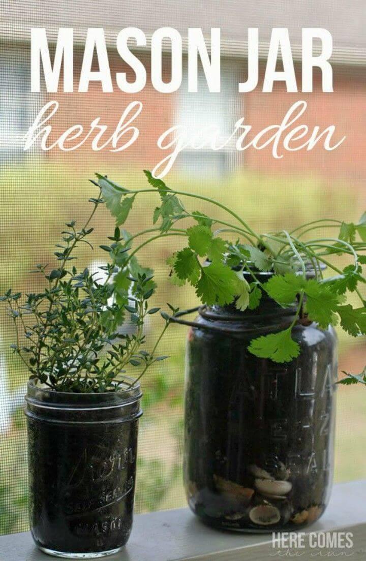 DIY Space Saving Mason Jar Herb Garden