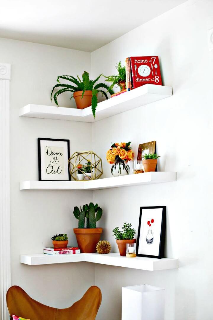 Handmade Floating Corner Shelves