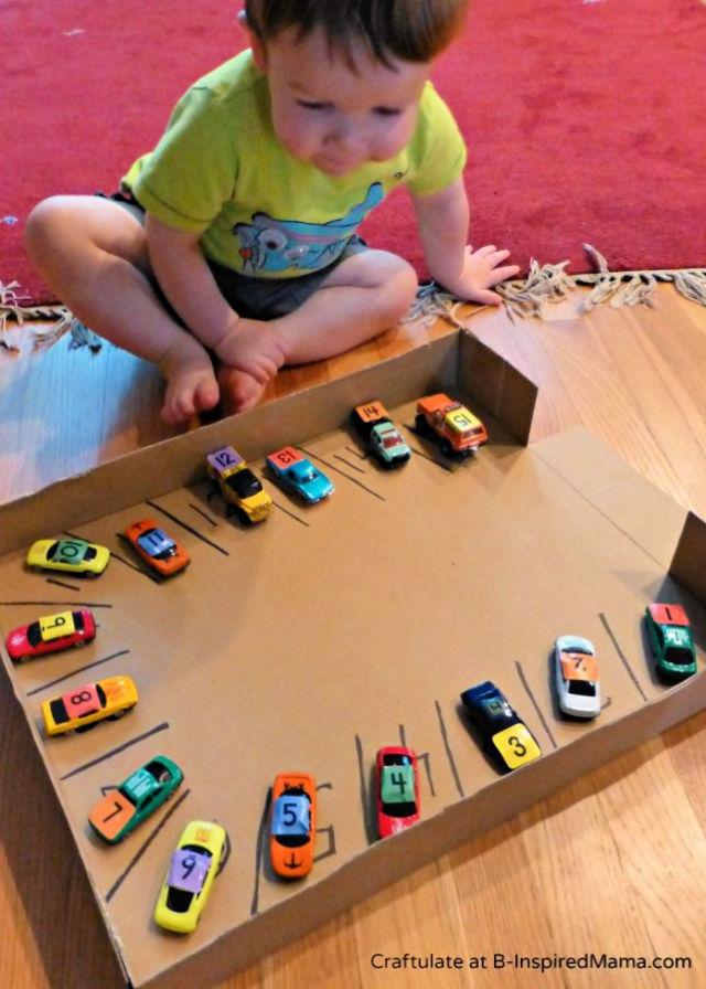 Cardboard Parking Lot Number Matching Activity