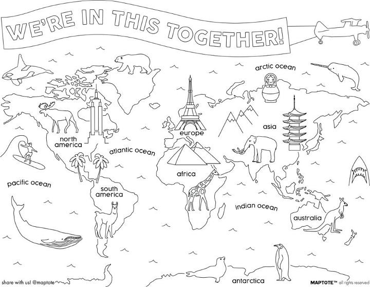 Coloring Pages of World Maps for Adults