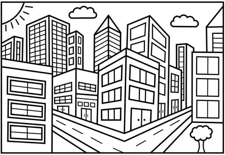 Easy Cityscapes Coloring Pages to Print