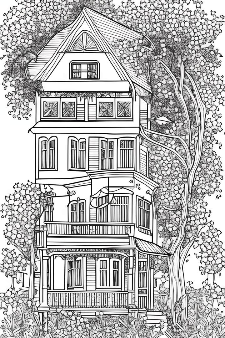 Free Victorian House Coloring Page