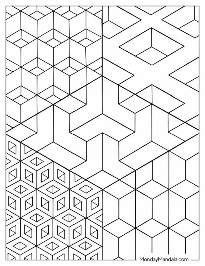 Geometric Coloring Pages PDF Printables