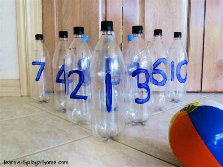 Hand Painted Plastic Bottle Number Bowling
