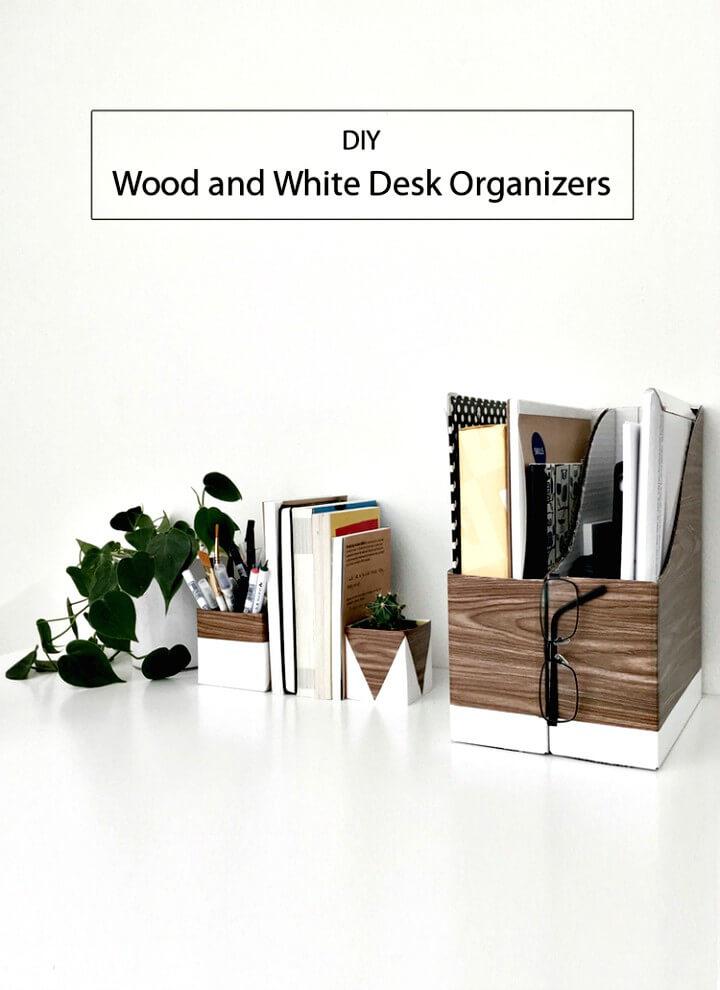 How To Make Wood and White Desk Organizers