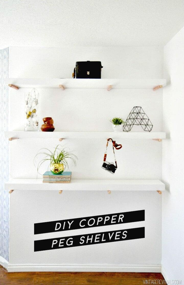How to Make Wooden Copper Peg Shelves