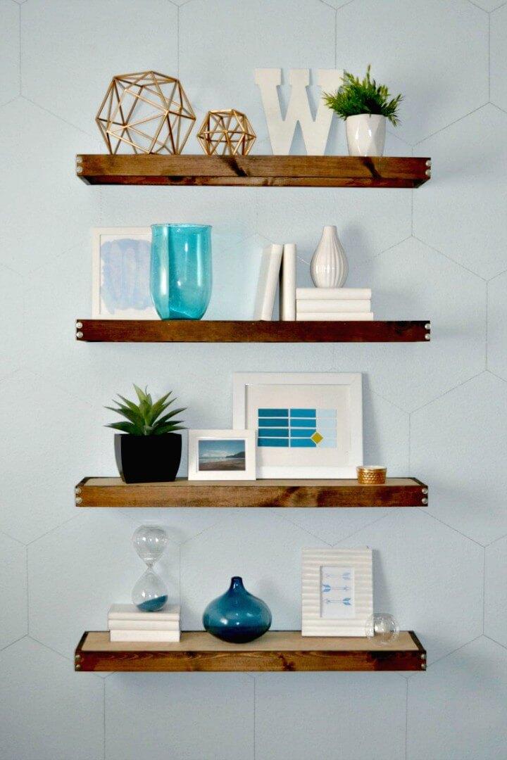 Modern DIY Rustic Wooden Floating Shelves