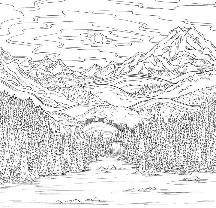 Mountain Landscape Coloring Pictures to Color