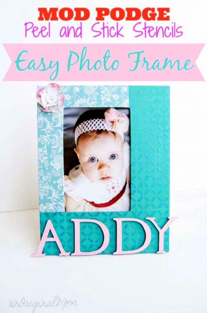 Photo Frame with Mod Podge Peel and Stick Stencils