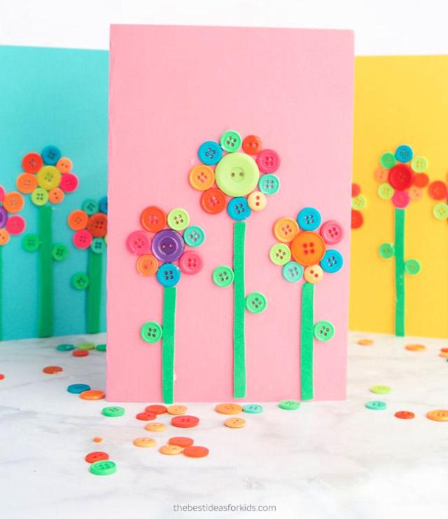 Pretty DIY Button Flower Card Art