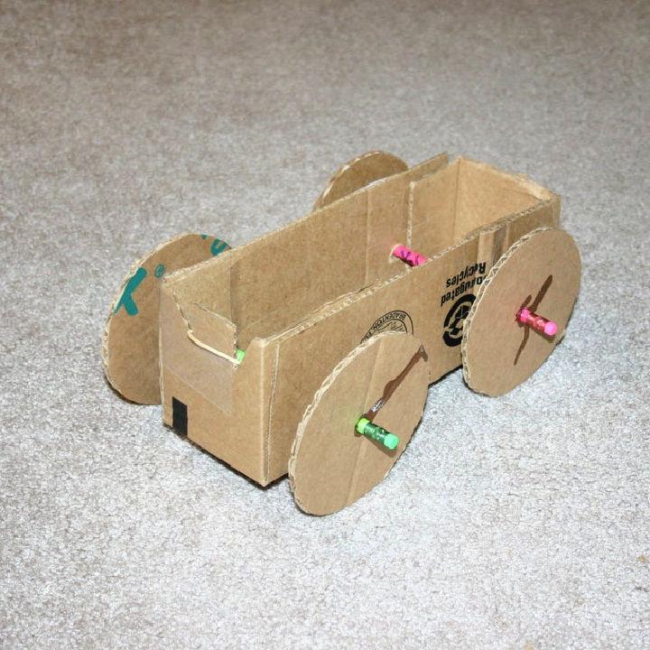Simple Rubber Band Powered Cardboard Car
