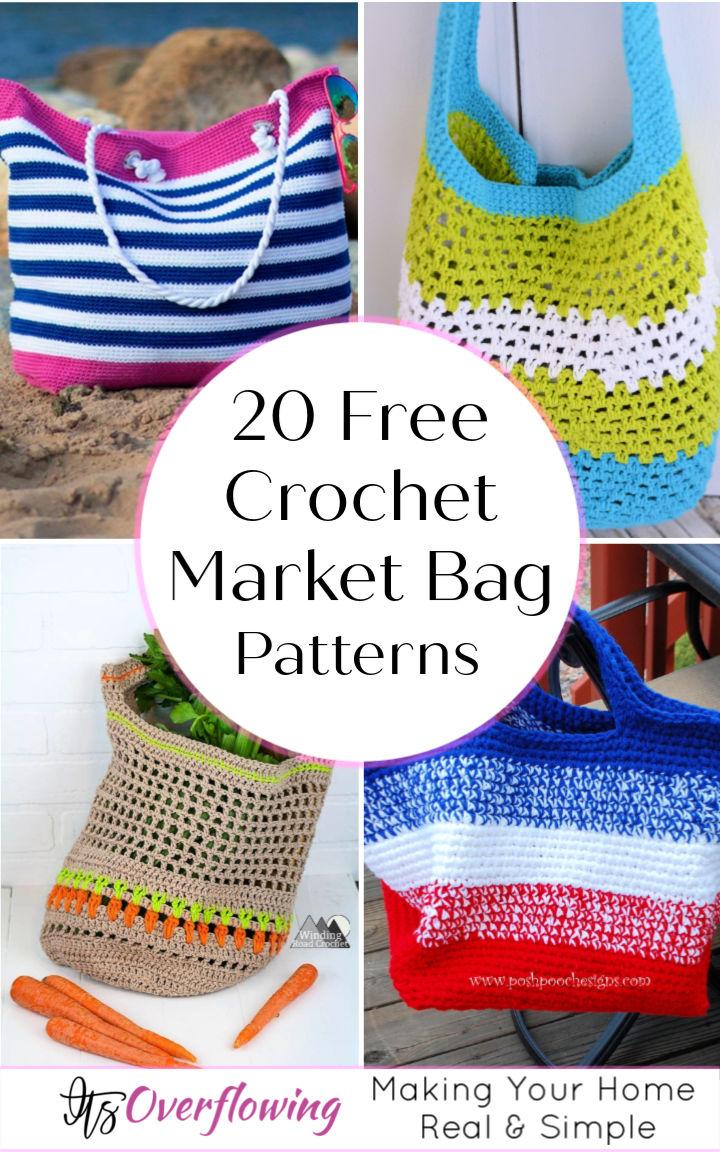 Crochet Tote Bag  made from a rectangle  Free Pattern