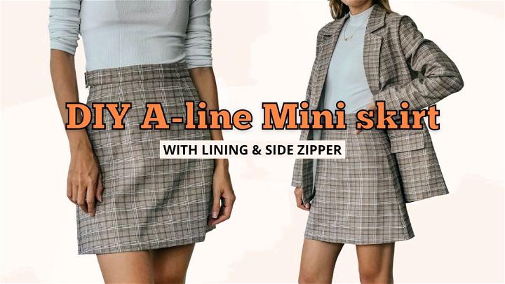 A Line Mini Skirt with Lining & Side Zipper