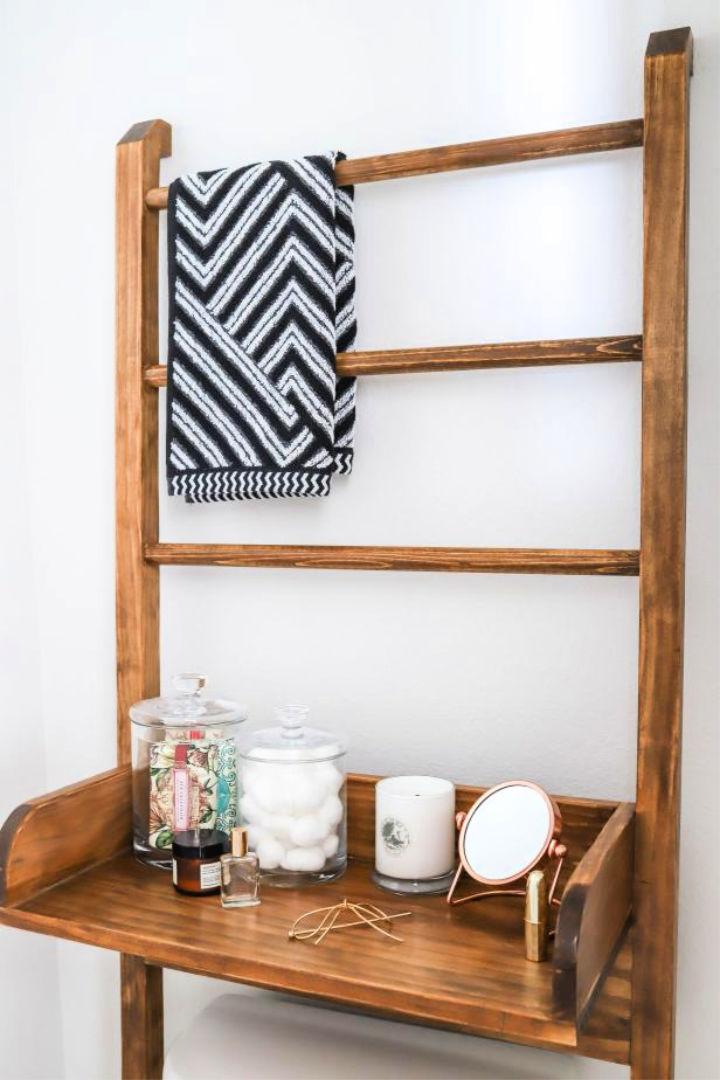 Leaning Ladder Shelf and Towel Rack