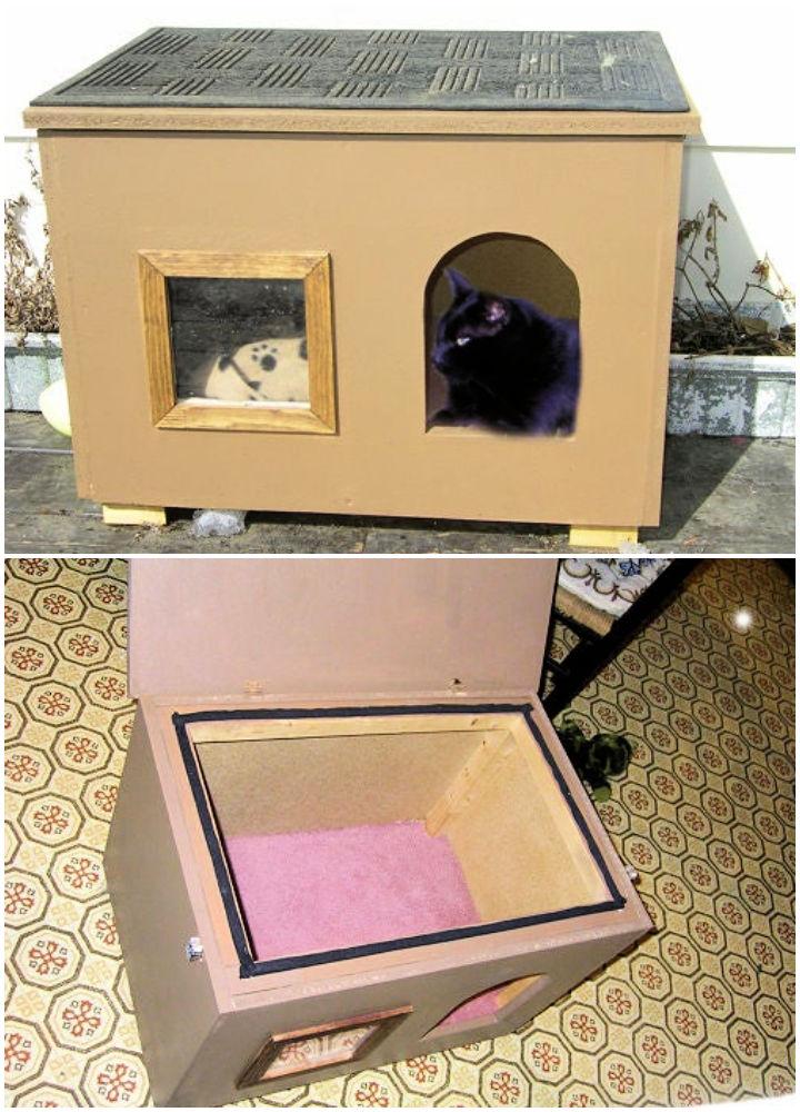 DIY Outdoor Cat House for Chilly Nights
