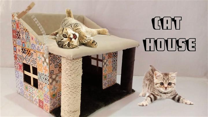 DIY Cat Pet House From Cardboard 
