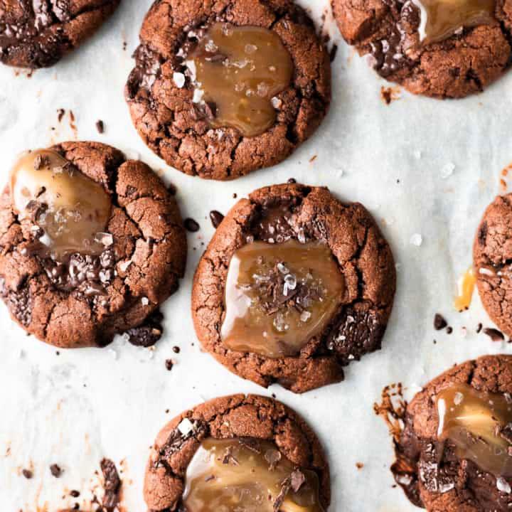 Chewy Chocolate Chip Salted Caramel Cookies