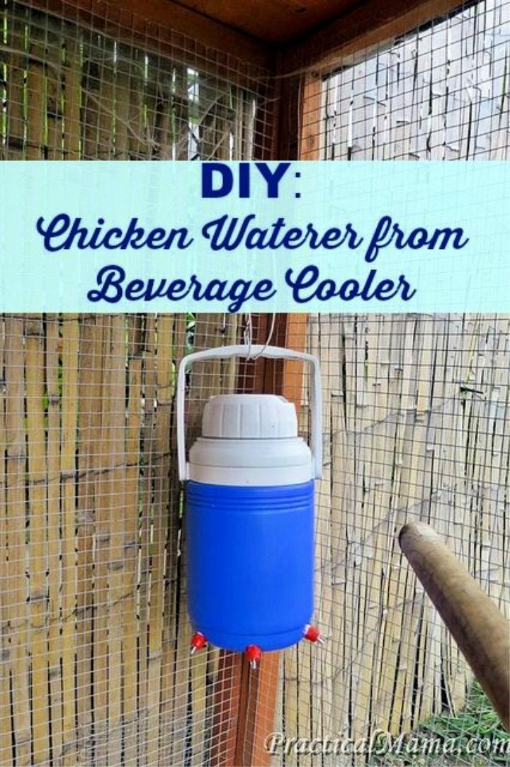 DIY Chicken Waterer From Beverage Cooler