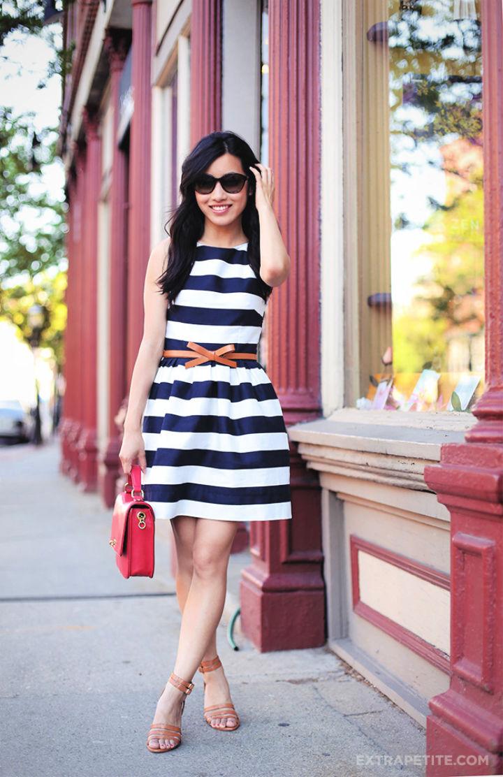 Convertible Fit Flare Striped Dress