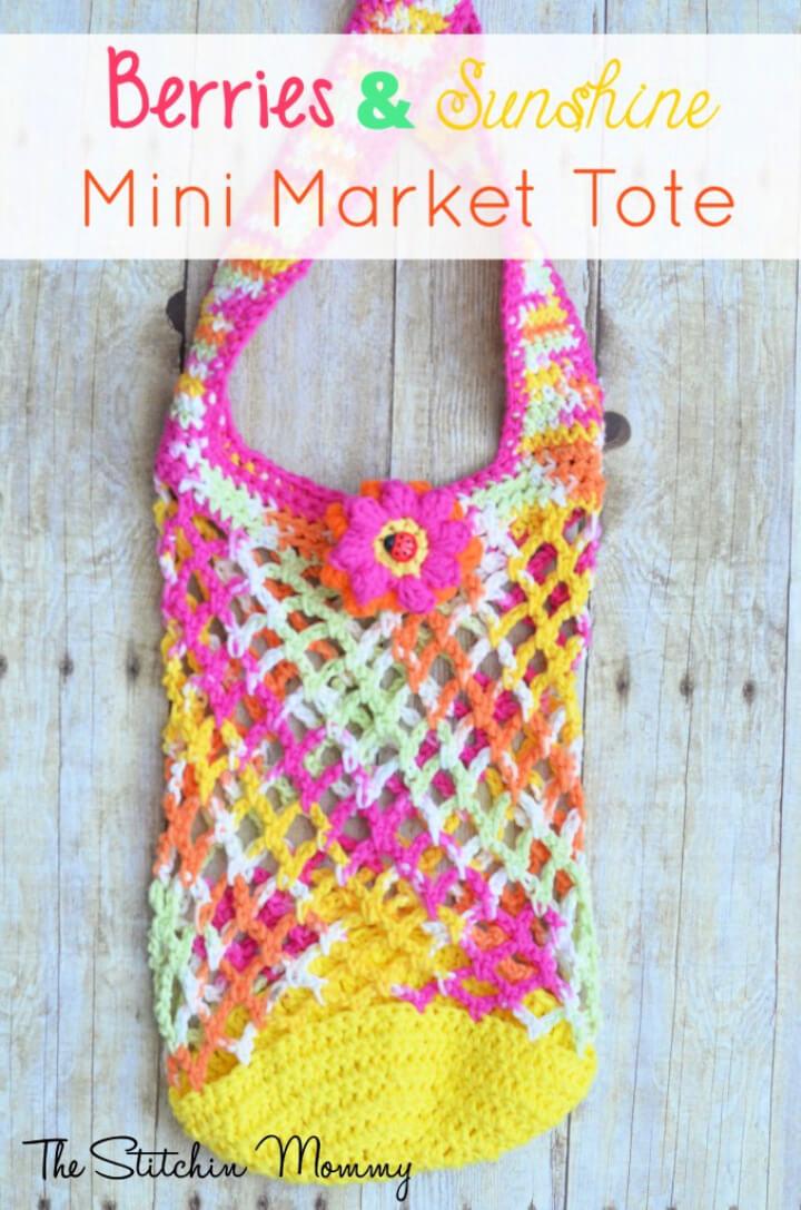 Crochet Berries and Sunshine Mini Market Tote Pattern
