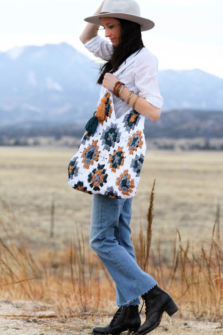 Crochet Granny Square Magnolia Tote Bag Pattern