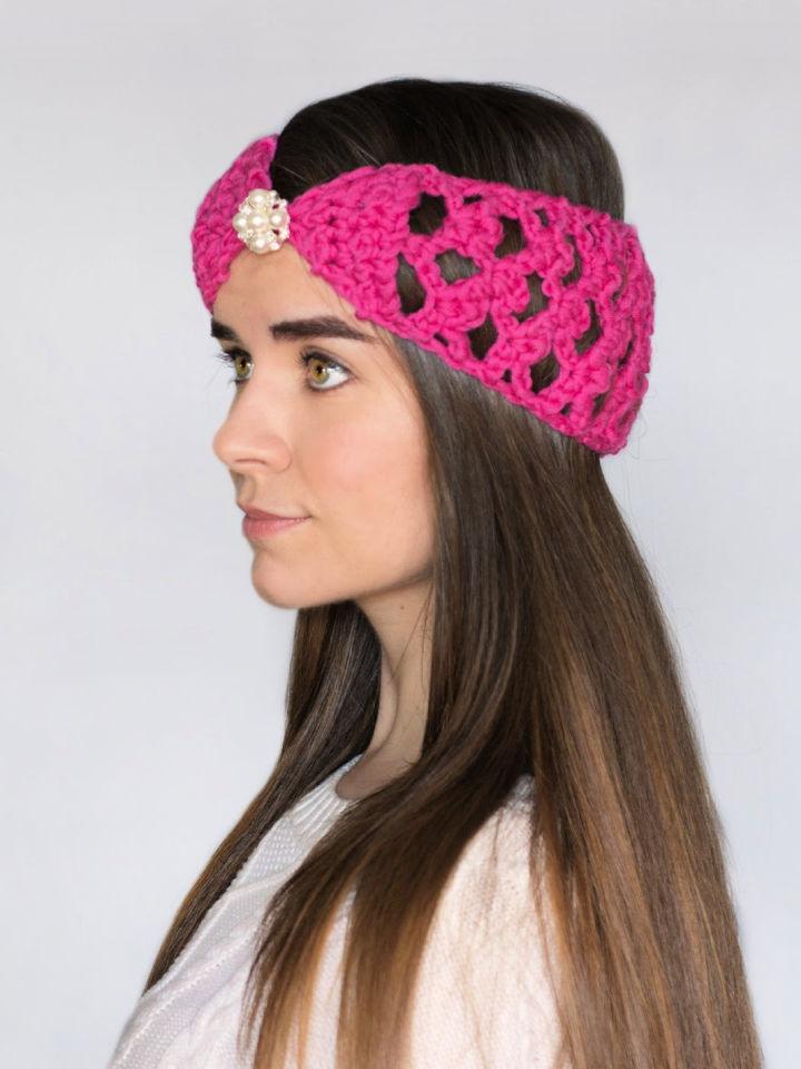 Easy Crochet Lacy Lattice Headband Pattern