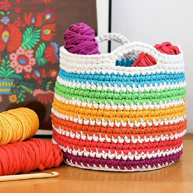 Cool Crochet Rainbow Storage Basket Pattern