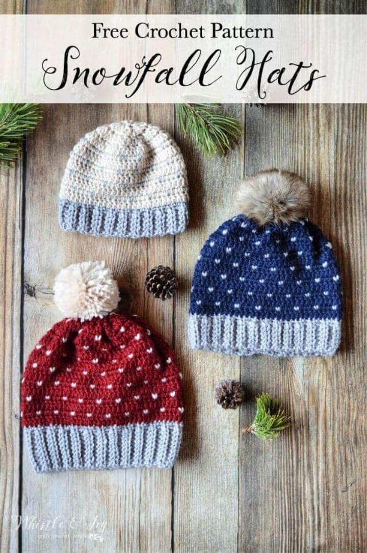 Crochet Snowfall Hat Pattern for Adults