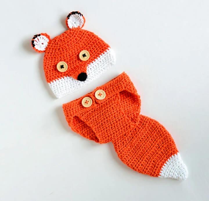 Cute Crochet Fox Baby Hat and Diaper Cover Pattern