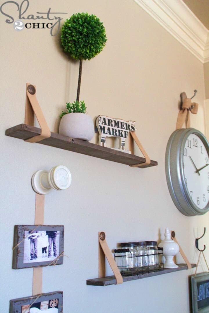 DIY 5 Floating Shelves With Leather Straps