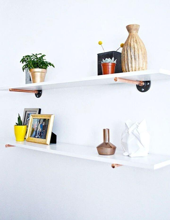 DIY Copper Pipe Floating Shelves