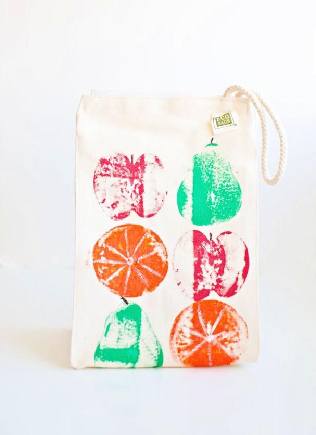 DIY Fruit Stamped Lunch Bag