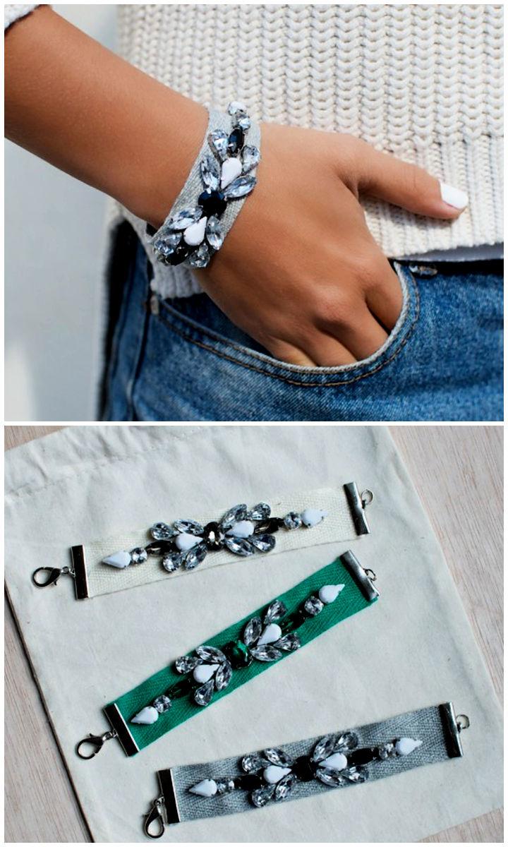 Best DIY Jeweled Ribbon Friendship Bracelet 