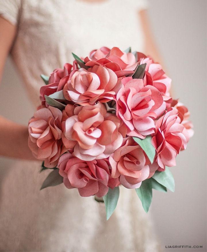 DIY Paper Rose Wedding Bouquet