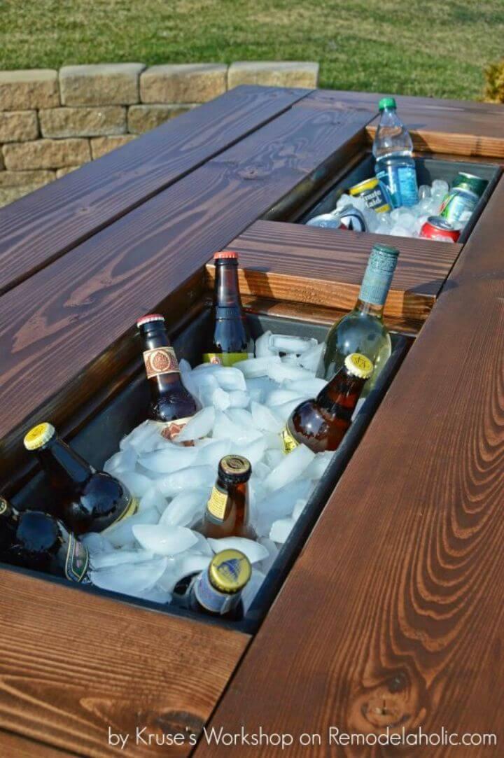DIY Patio Table With Drink Coolers