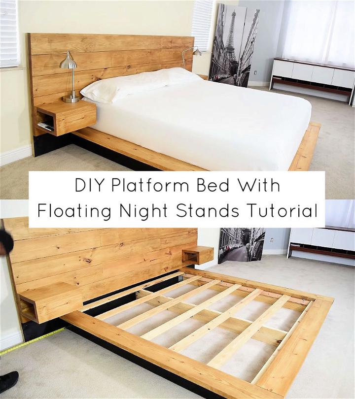 DIY Platform Bed With Floating Night Stands Tutorial
