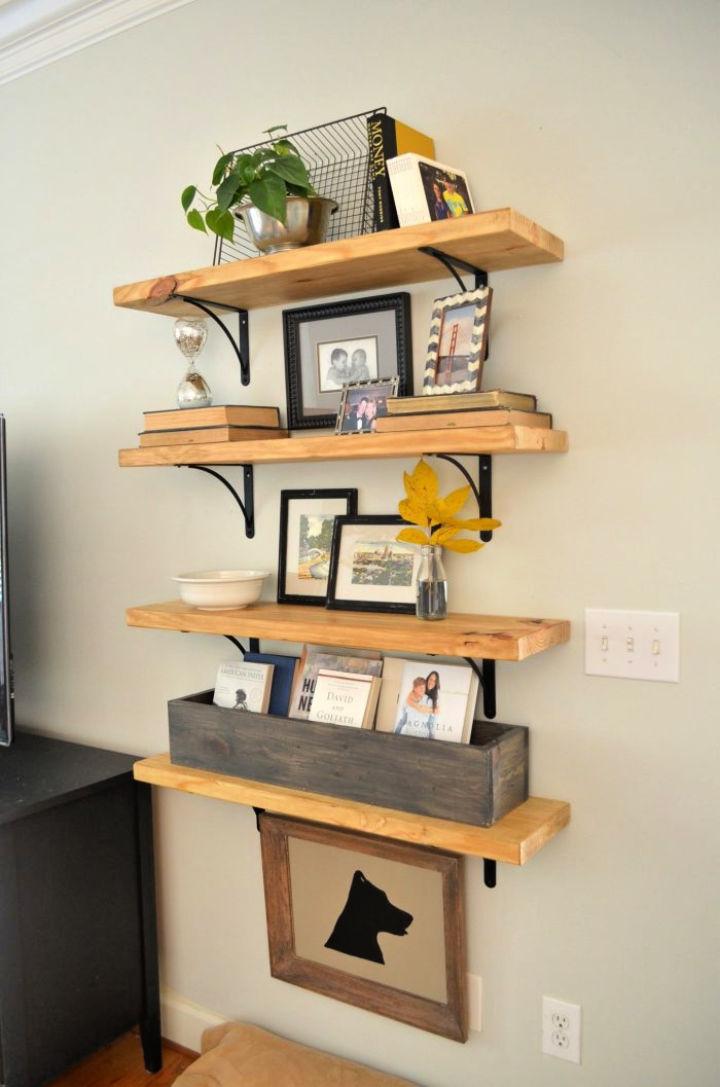 Easy DIY Rustic Wood Bookshelves