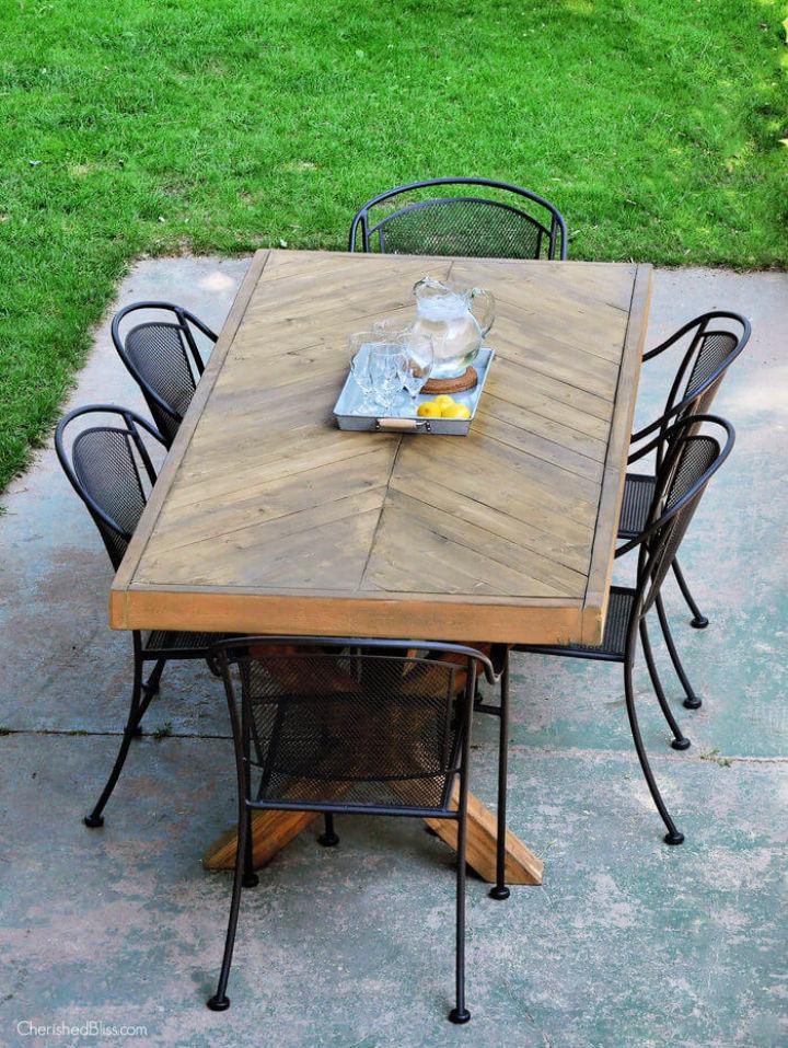 DIY X Leg Herringbone Dining Table