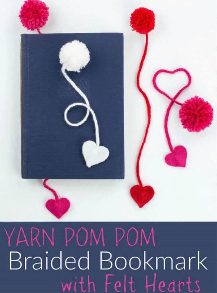 DIY Yarn Pom Pom Braided Bookmarks