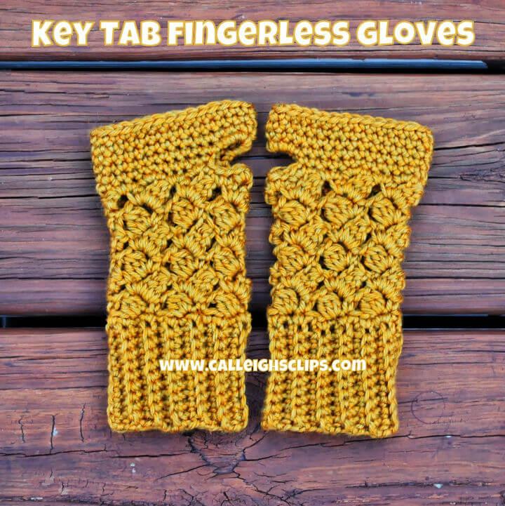 Easy Crochet Key Tab Fingerless Gloves Pattern