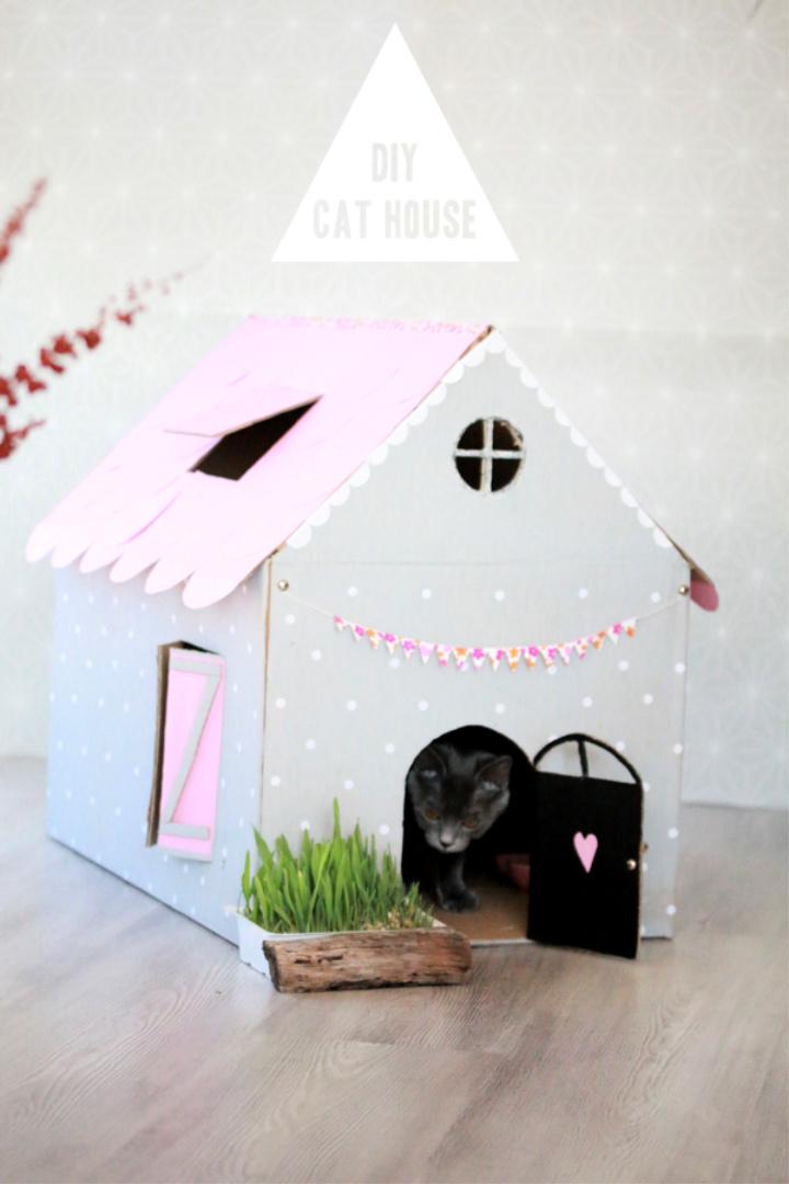 Easy DIY Cardboard Cat House