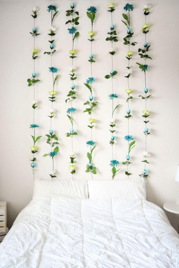 DIY Fake Flower Wall On String
