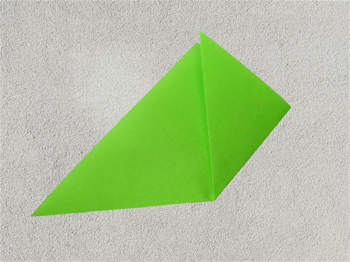 Fold the left and right corners up to the middle corner. This makes a square.
